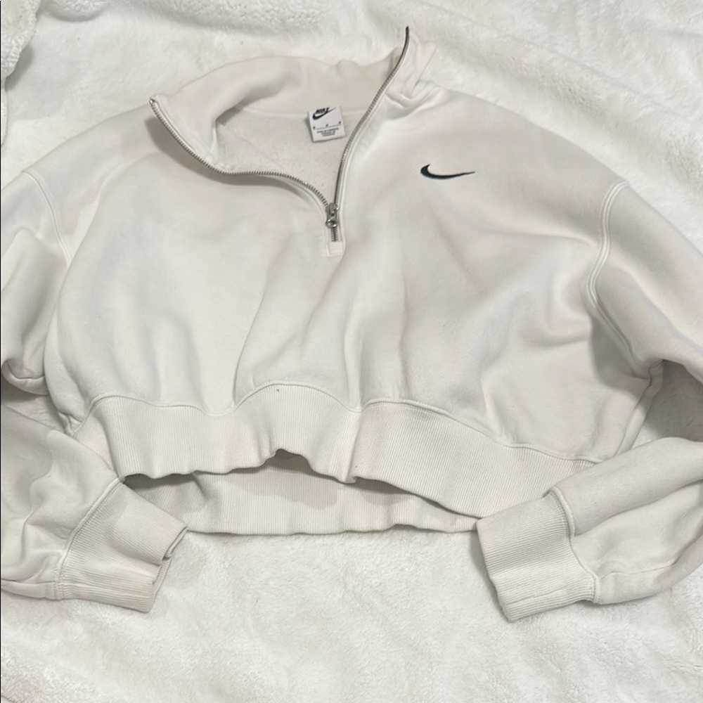 Nike Women's White Cropped Sweatshirt